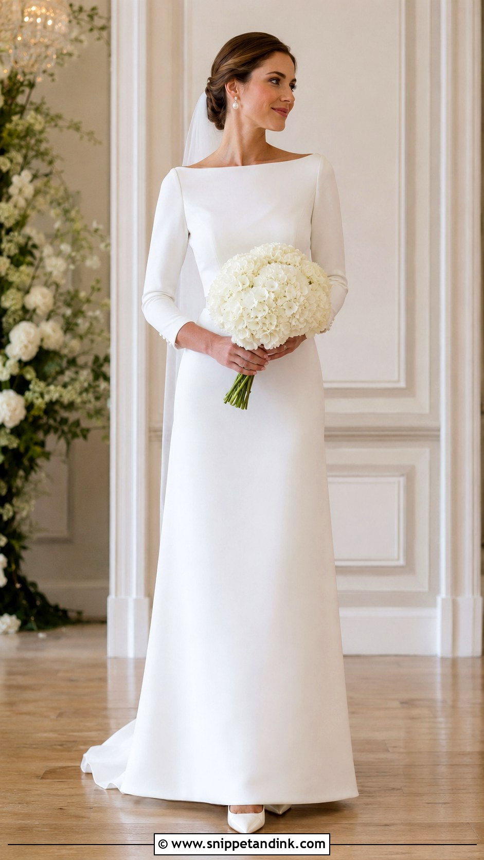 Boat Neck Wedding Dress With Sleeves - Snippet and Ink - 20 Classic Modern Wedding Dress Ideas