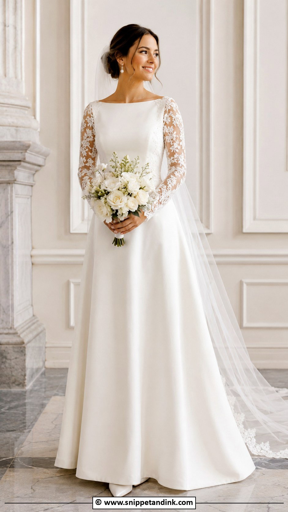 Boat Neck Wedding Dress With Sleeves - Snippet and Ink - 30 Boat Neck Wedding Dress Ideas