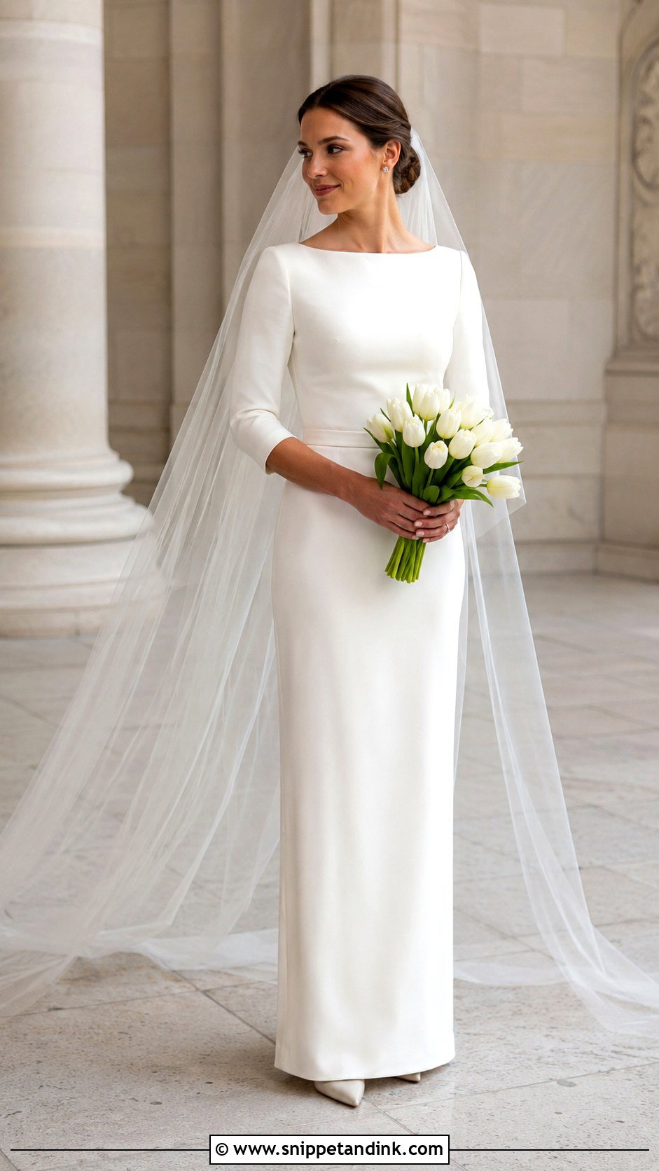 Boat Neck Wedding Gown - Snippet and Ink - 20 Modern Minimalist Wedding Gown Ideas