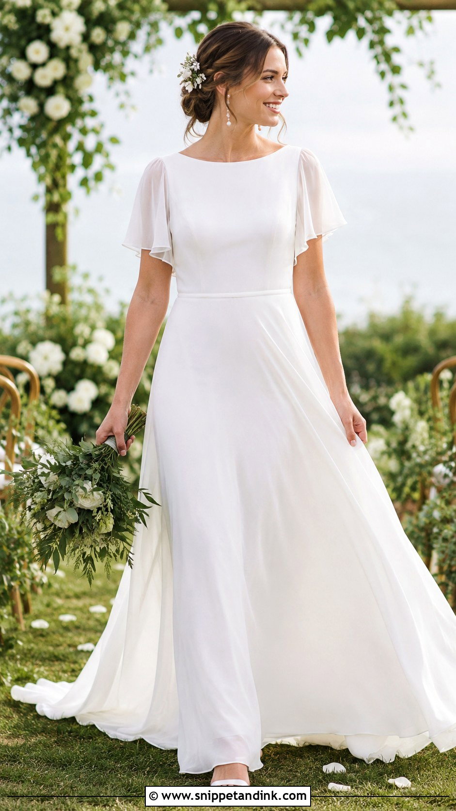 Boatneck Chiffon Wedding Gown - Snippet and Ink - 20 Boatneck Wedding Gown Ideas