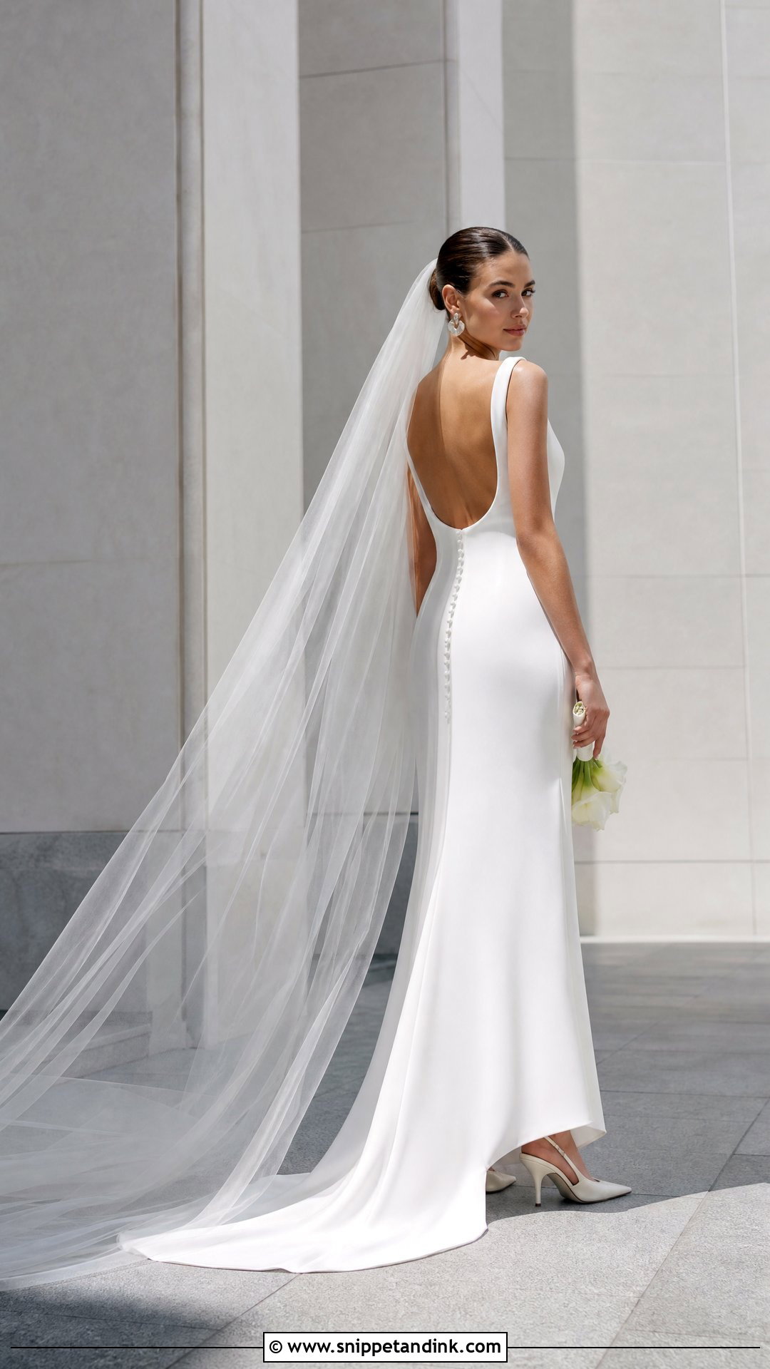 Boatneck Crepe Column Wedding Gown - Snippet and Ink - 20 Boatneck Wedding Gown Ideas