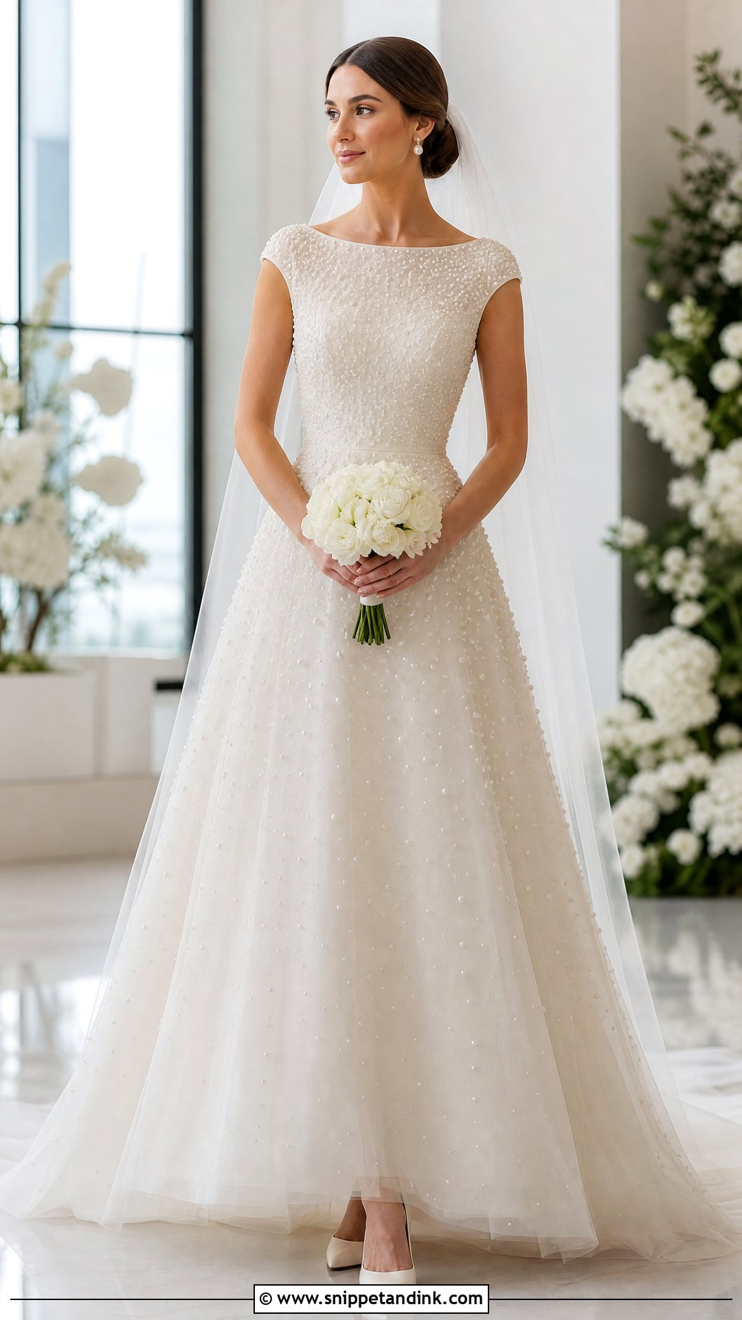 Boatneck Pearl Wedding Gown - Snippet and Ink - 20 Boatneck Wedding Gown Ideas