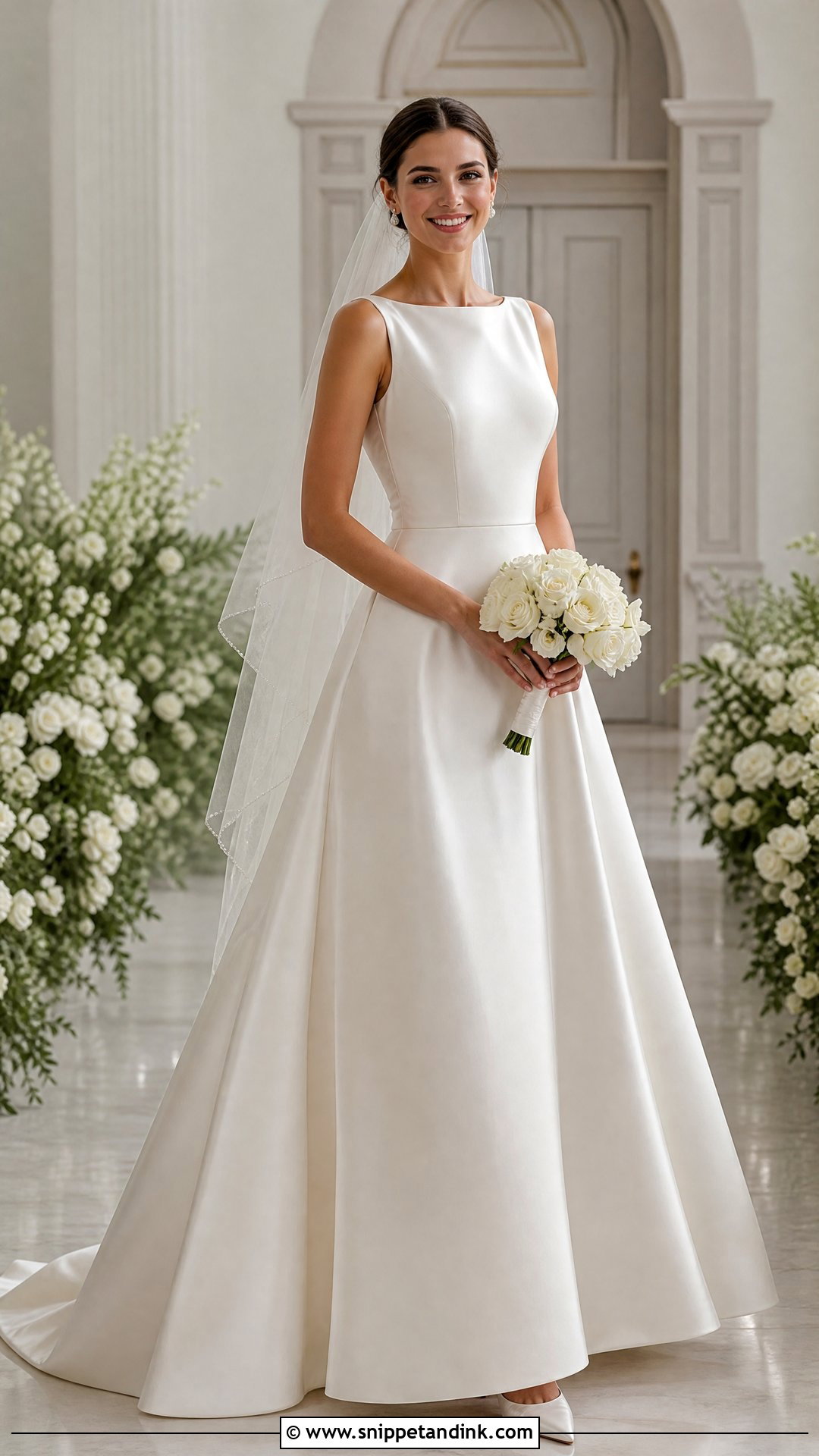 Boatneck Satin A Line Wedding Gown - Snippet and Ink - 20 Boatneck Wedding Gown Ideas