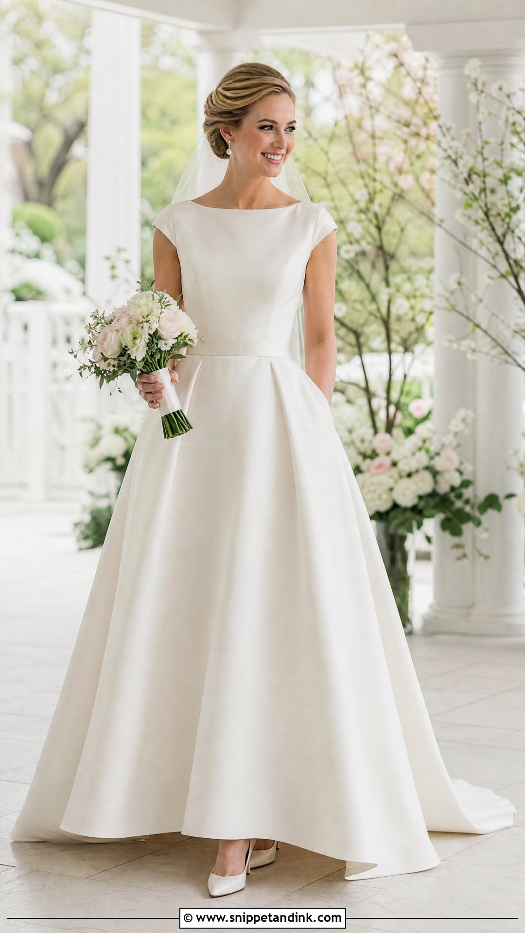 Boatneck Wedding Gown With Cap Sleeves - Snippet and Ink - 20 Boatneck Wedding Gown Ideas