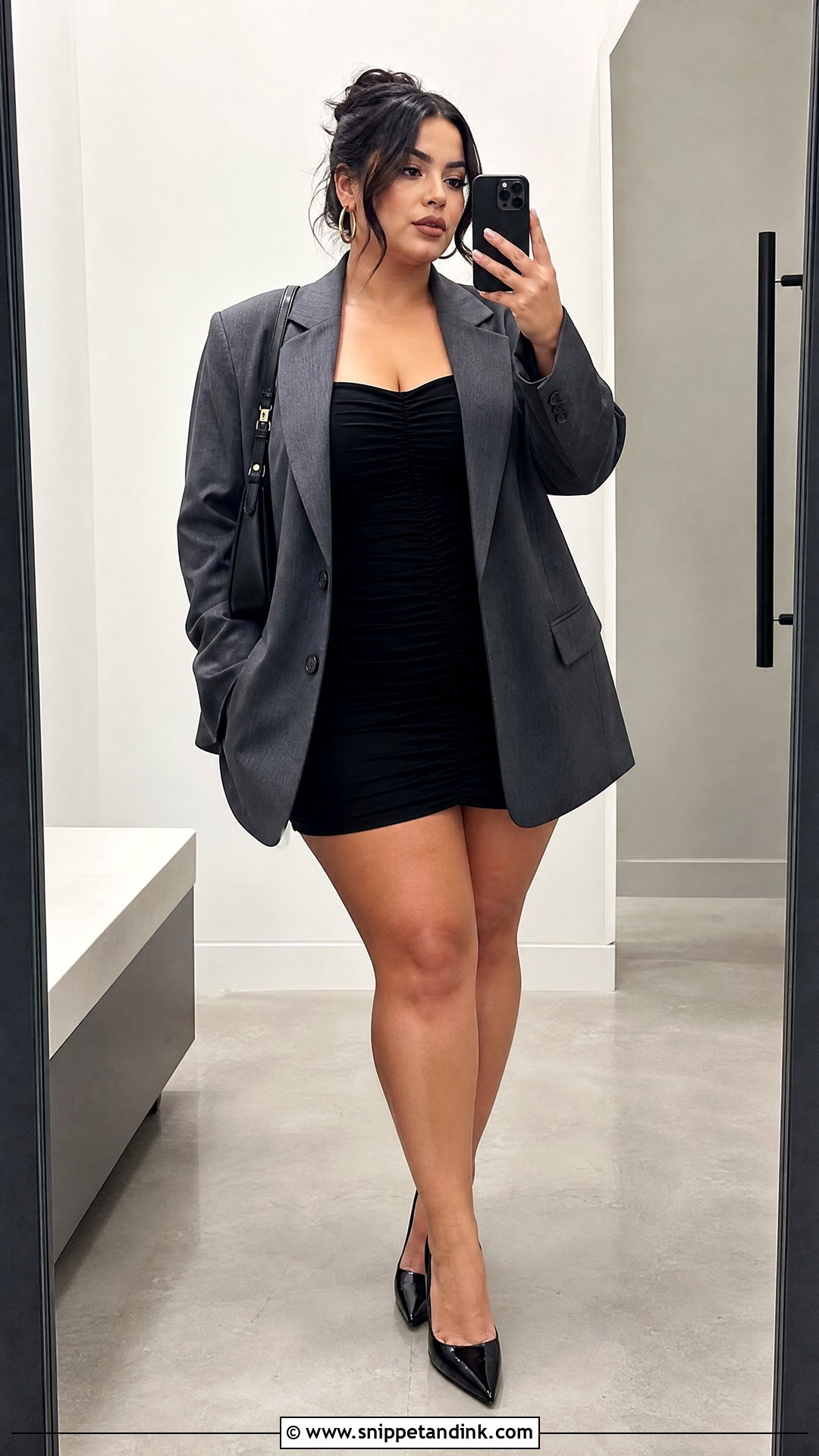 Bodycon Short Gown With Oversized Blazer - Snippet and Ink - 20 Short Gowns Dresses