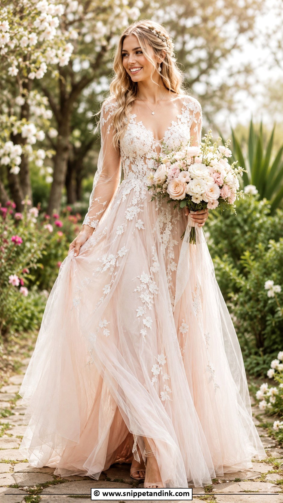 Bohemian Blush Wedding Dress - Snippet and Ink - 30 Bohemian Wedding Dress Ideas