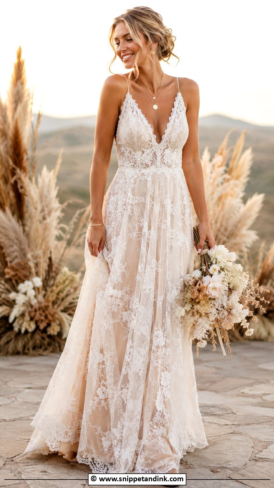 Bohemian Champagne Wedding Dress - Snippet and Ink - 30 Bohemian Wedding Dress Ideas