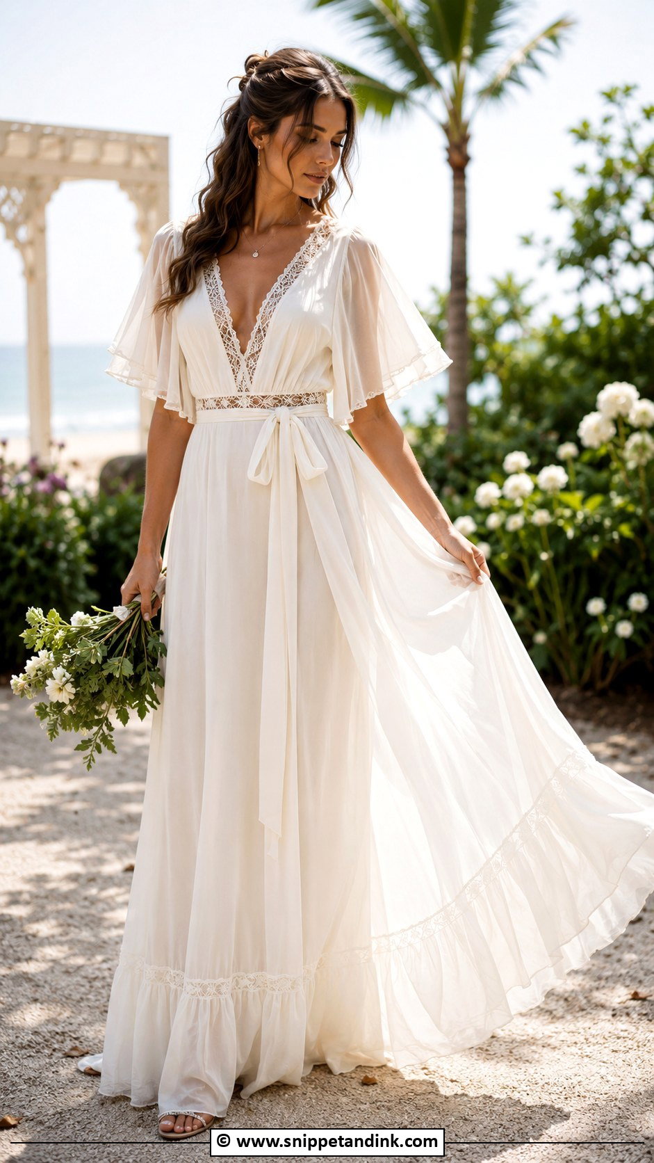 Bohemian Chiffon Wedding Dress - Snippet and Ink - 30 Bohemian Wedding Dress Ideas