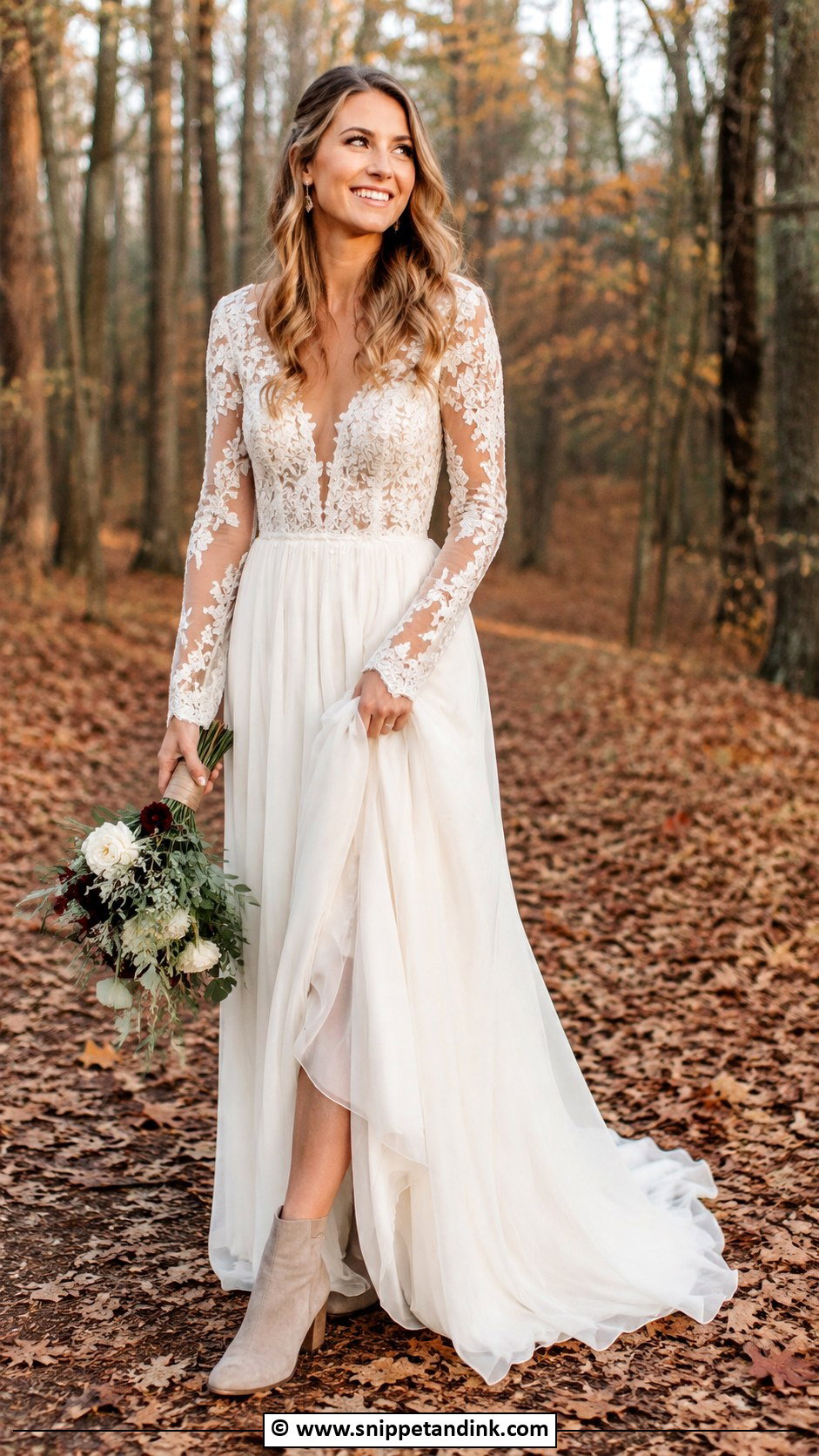 Bohemian Long Sleeve Wedding Dress - Snippet and Ink - 30 Bohemian Wedding Dress Ideas
