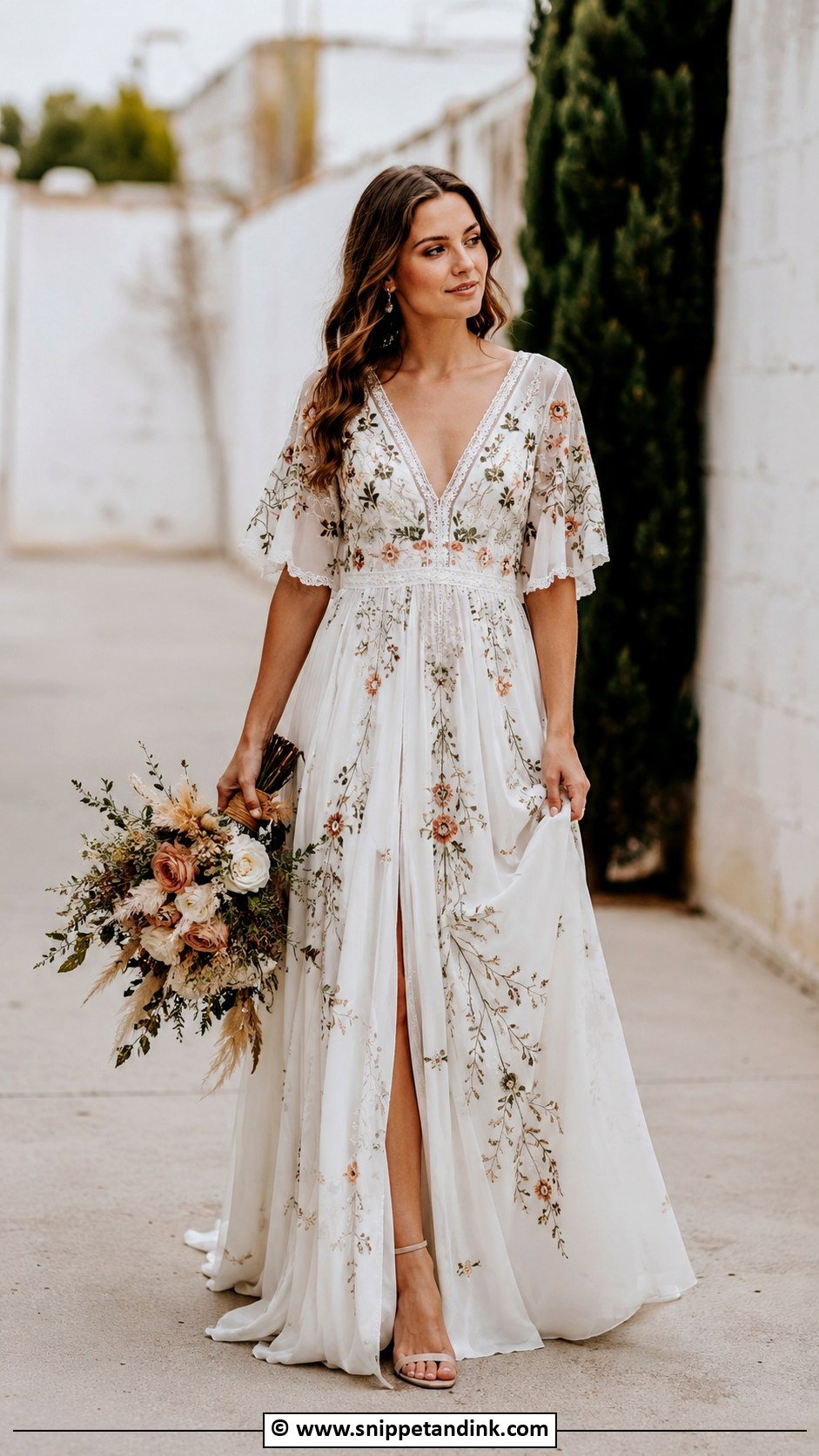 Bohemian Puff Sleeve Wedding Dress - Snippet and Ink - 30 Bohemian Wedding Dress Ideas