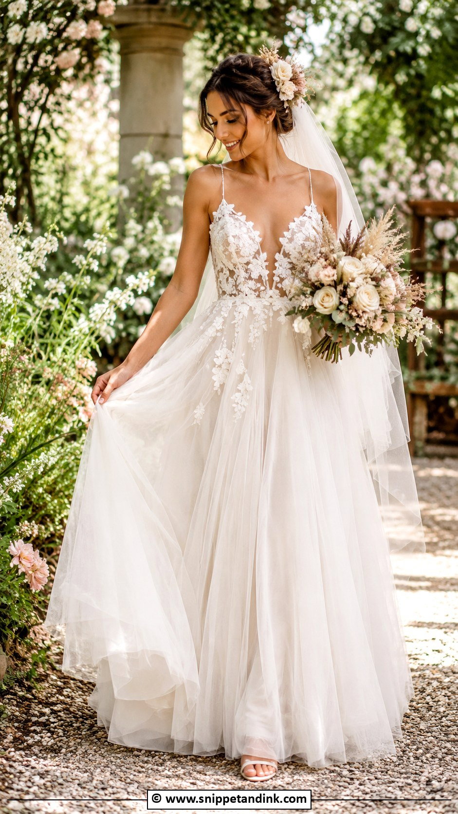 Bohemian Square Neck Wedding Dress - Snippet and Ink - 30 Bohemian Wedding Dress Ideas