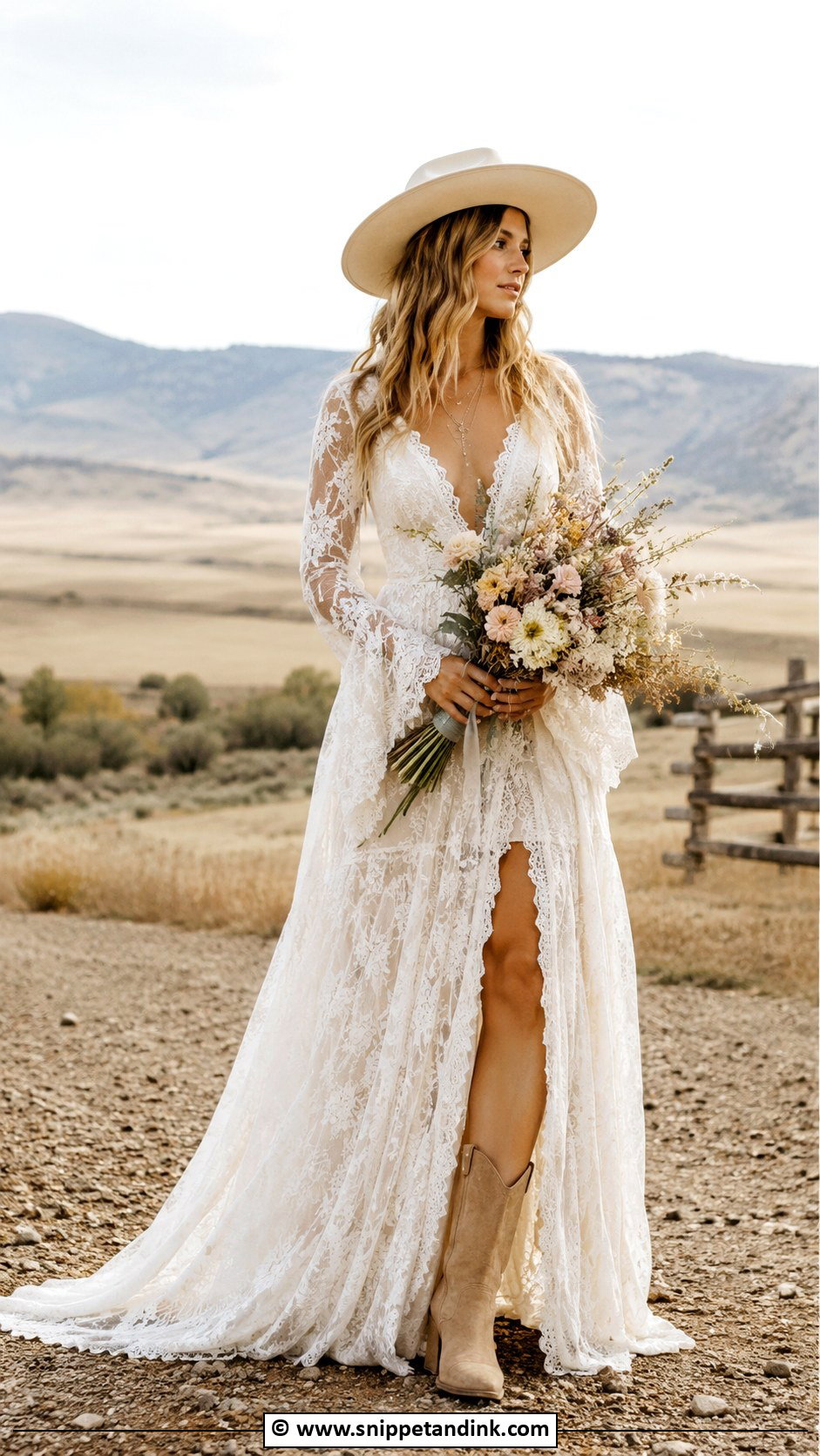 Bohemian Wedding Dress With Boots - Snippet and Ink - 25 Bohemian Wedding Dresses
