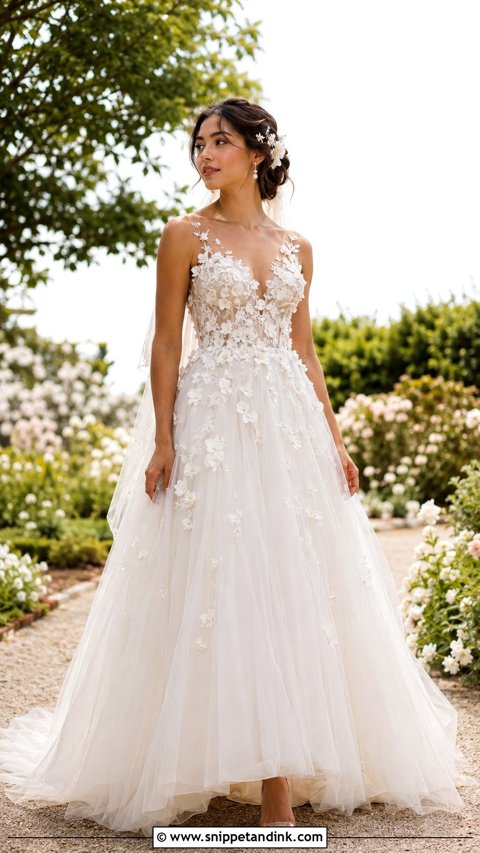 Boho 3D Floral Wedding Dress - Snippet and Ink - 20 Bohem Gelinlik Wedding Ideas