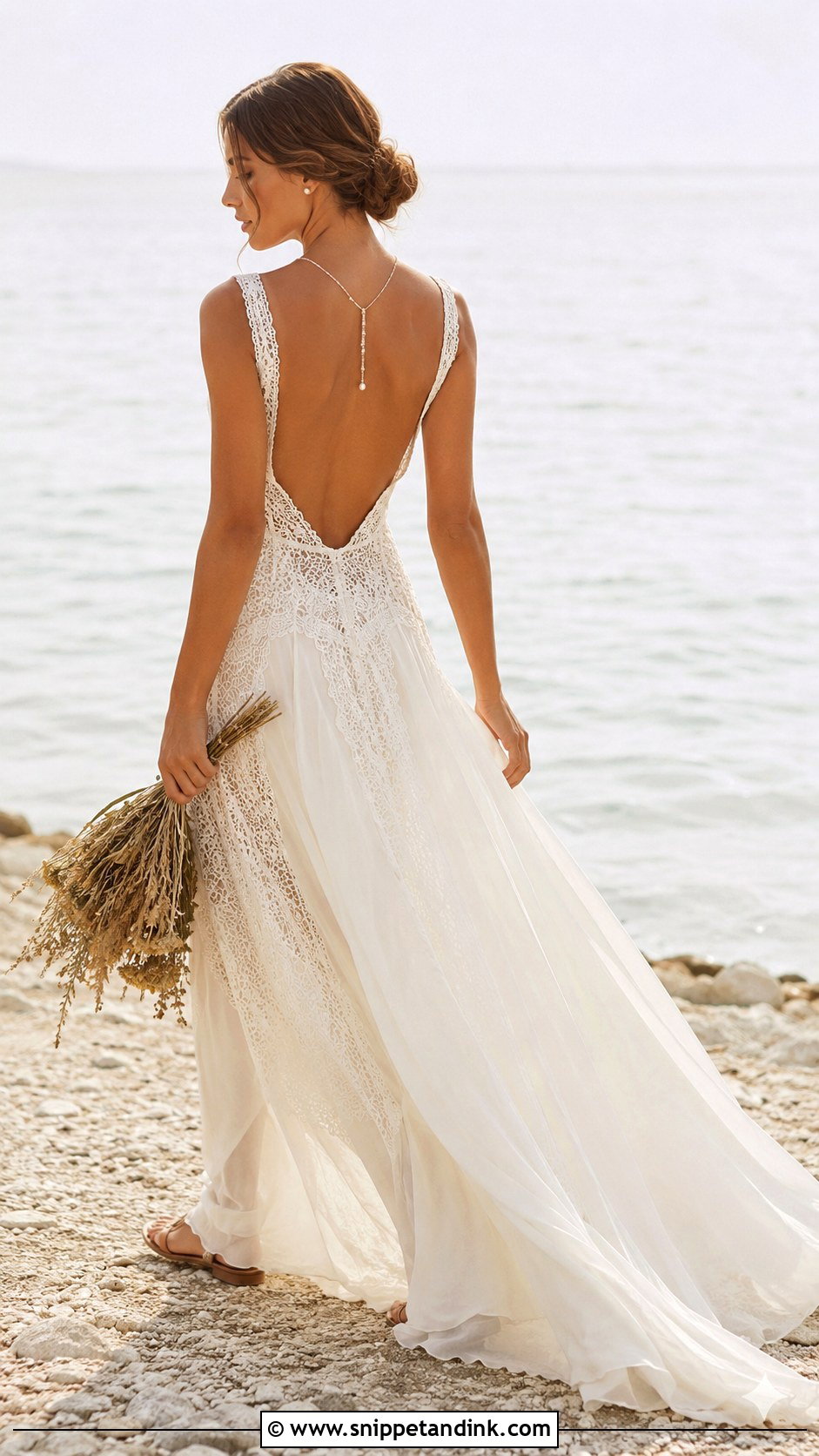 Boho Backless Beach Wedding Dress - Snippet and Ink - 25 Beachy Wedding Dress Boho Ideas