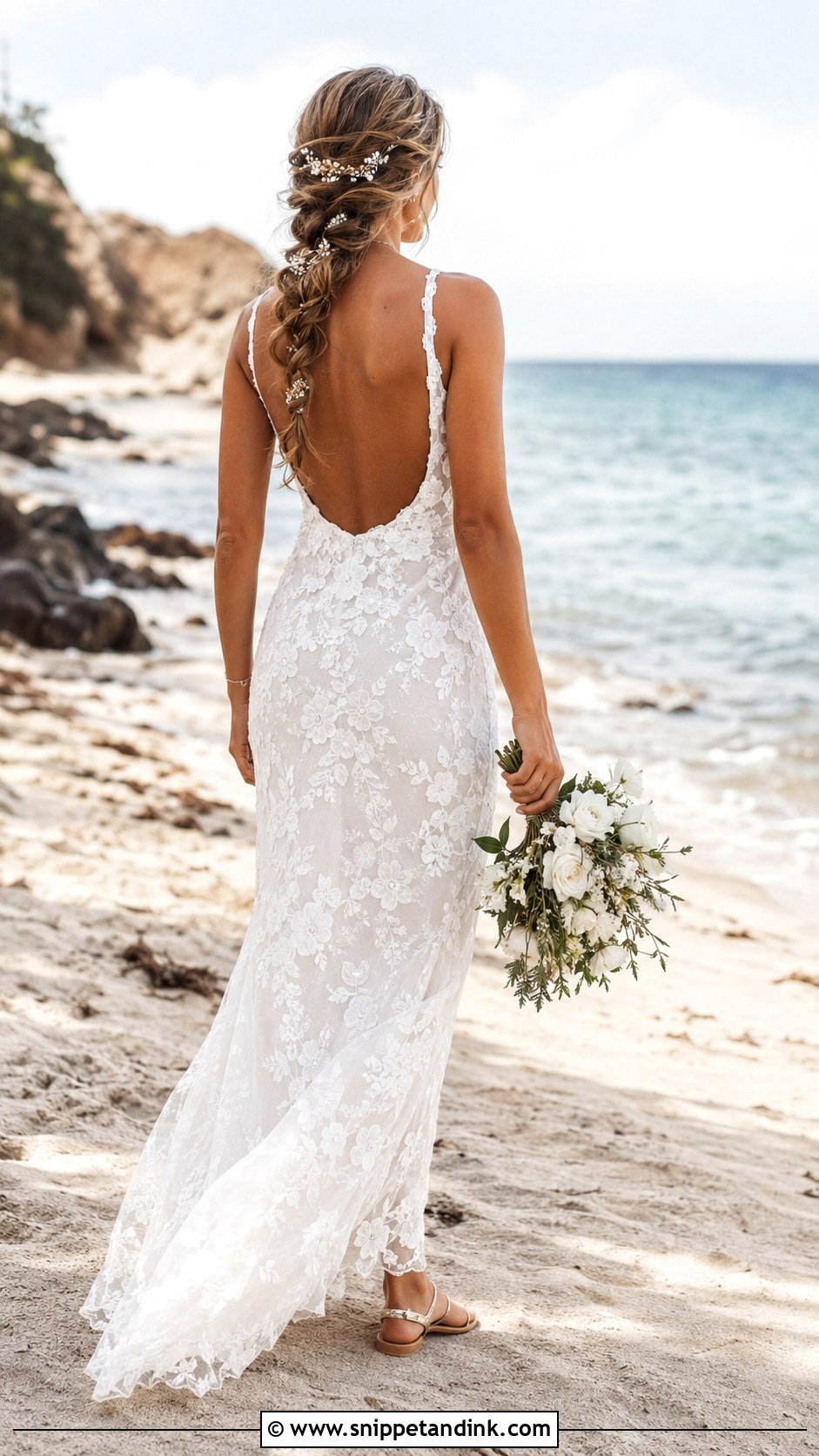 Boho Backless Lace Beach Wedding Dress - Snippet and Ink - 20 Boho Simple Beach Wedding Dress Ideas