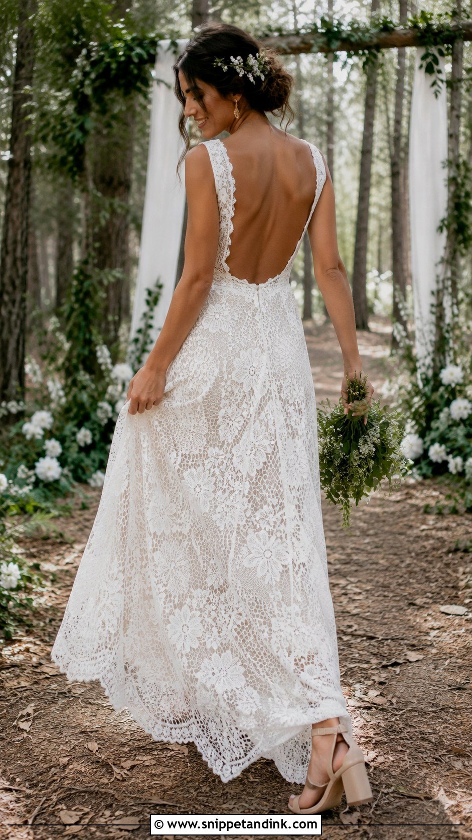Boho Backless Lace Wedding Dress - Snippet and Ink - 20 Backless Lace Wedding Dress Ideas