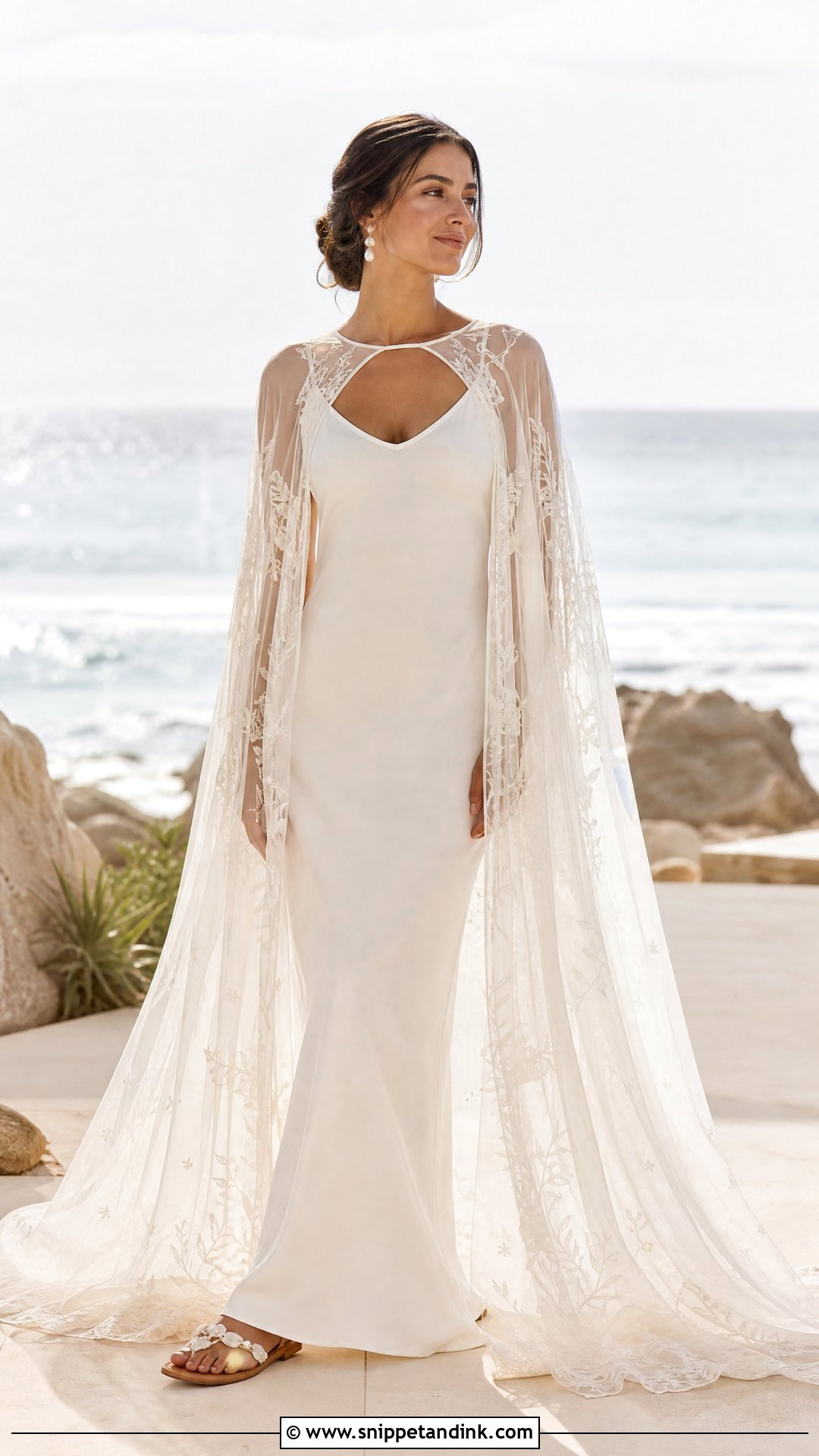 Boho Beach Wedding Dress With Cape - Snippet and Ink - 25 Beach Wedding Dress Boho Ideas