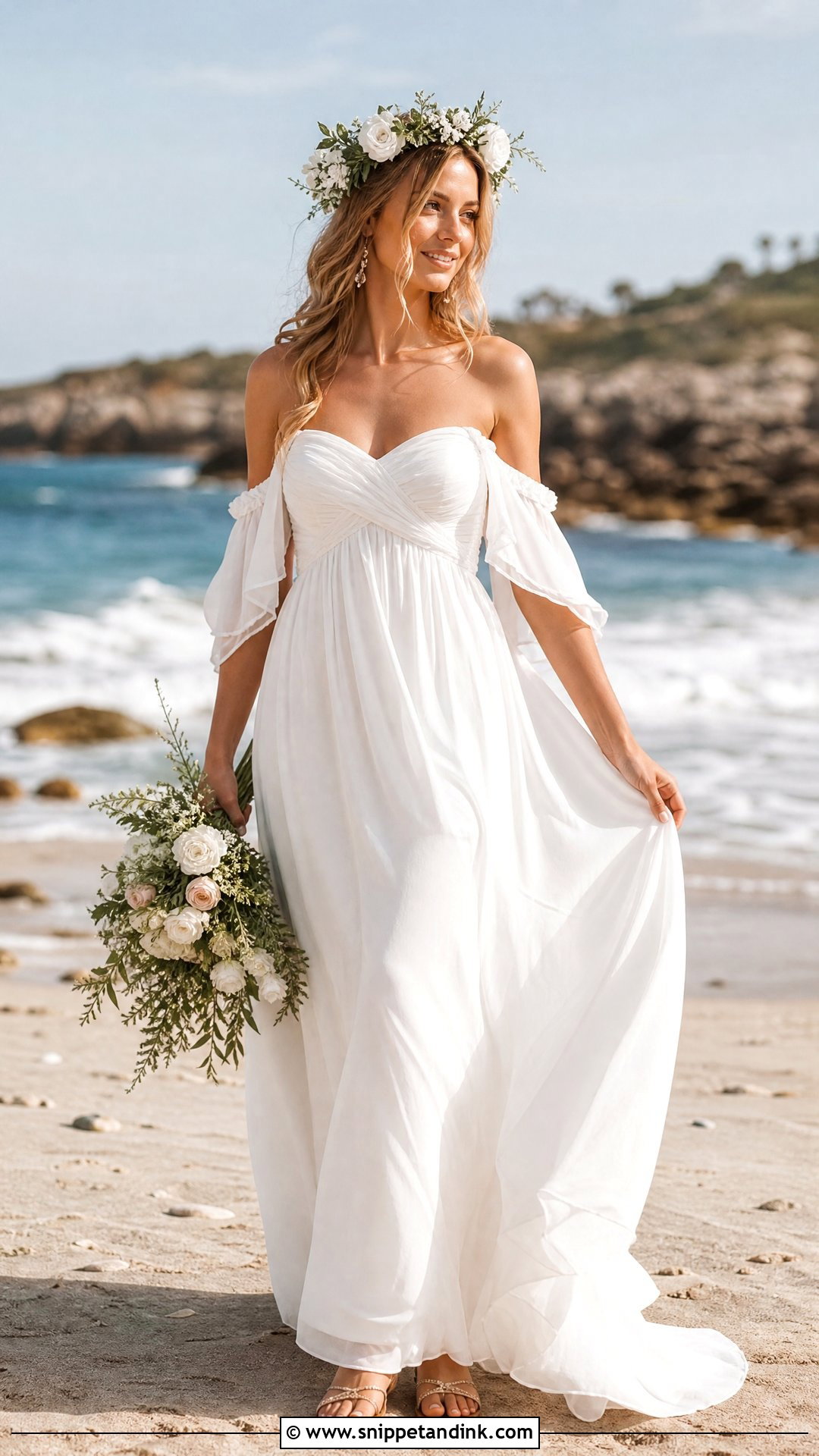 Boho Beach Wedding Dress With Flower Crown - Snippet and Ink - 25 Beach Wedding Dress Boho Ideas