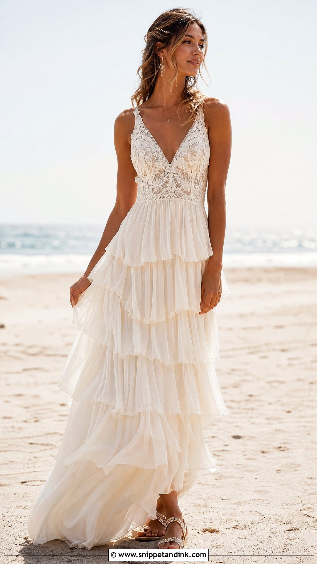 Boho Beach Wedding Dress With Ruffle Skirt - Snippet and Ink - 25 Beach Wedding Dress Boho Ideas