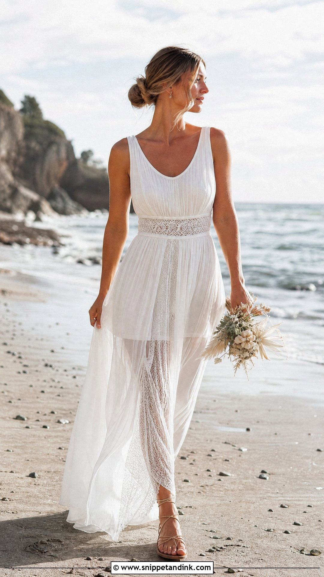 Boho Beach Wedding Dress With Slit - Snippet and Ink - 25 Beach Wedding Dress Boho Ideas
