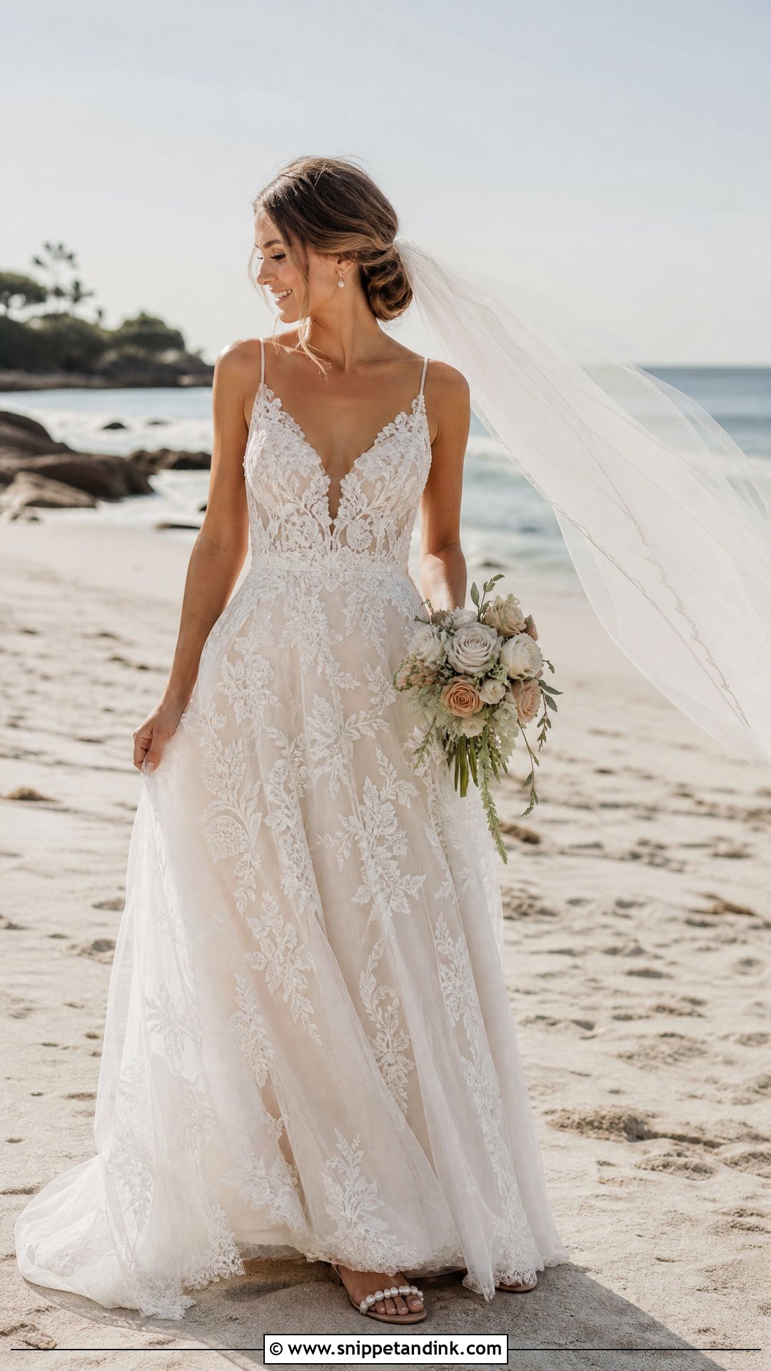 Boho Beach Wedding Dress With Veil - Snippet and Ink - 25 Beach Wedding Dress Boho Ideas