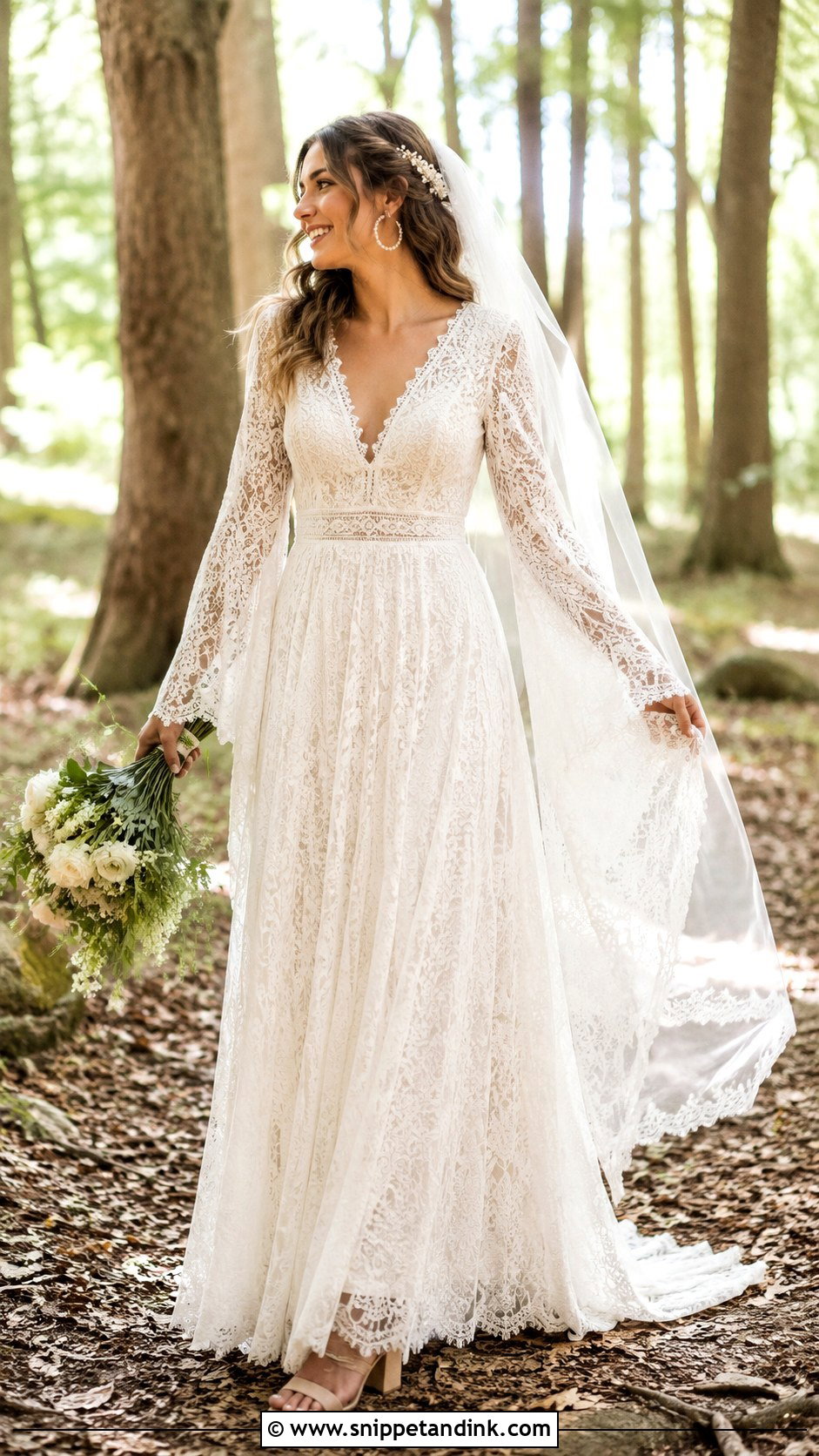Boho Bell Sleeve Angel Wedding Dress - Snippet and Ink - 20 Angel Wedding Dress Ideas