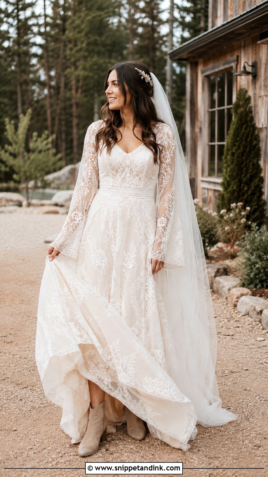 Boho Bell Sleeve Autumn Wedding Dress - Snippet and Ink - 20 Autumn Wedding Dress the Bride Ideas