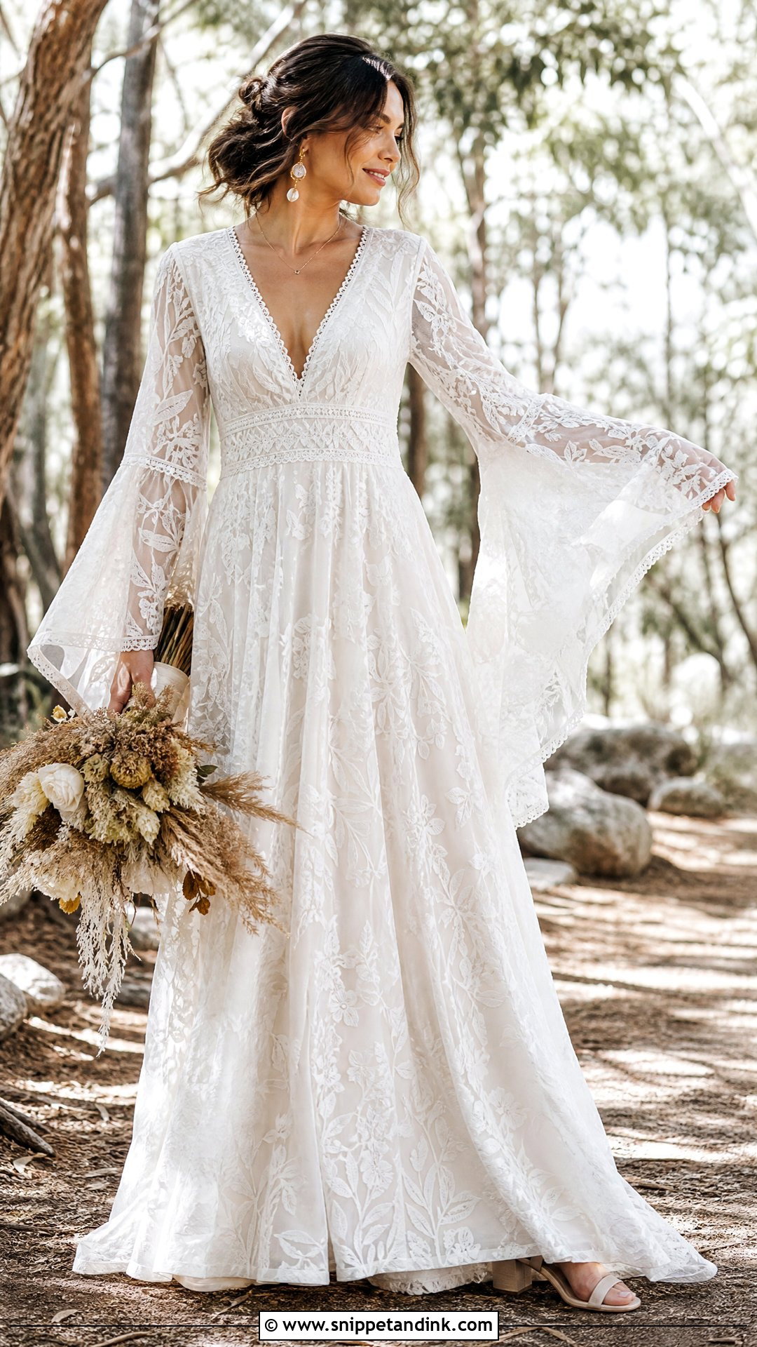 Boho Bell Sleeve Lace Wedding Dress - Snippet and Ink - 25 Unique Wedding Dresses Boho