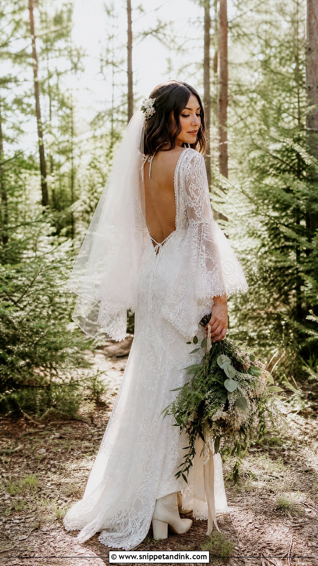 Boho Bell Sleeve Outdoor Wedding Dress - Snippet and Ink - 20 Outdoor Wedding Dresses