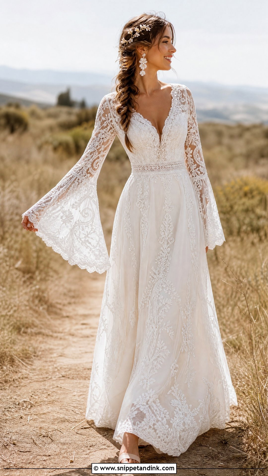 Boho Bell Sleeve Wedding Dress - Snippet and Ink - 20 Wedding Dresses Women