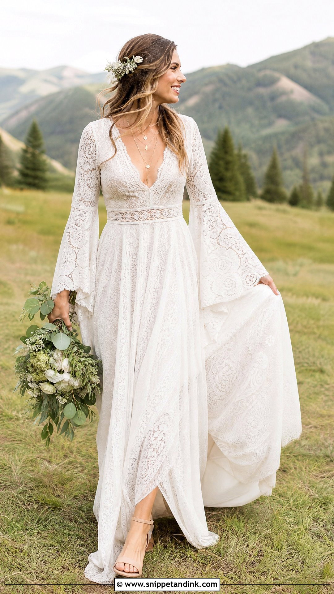 Boho Bell Sleeve Wedding Dress - Snippet and Ink - 20 Nice Wedding Dresses