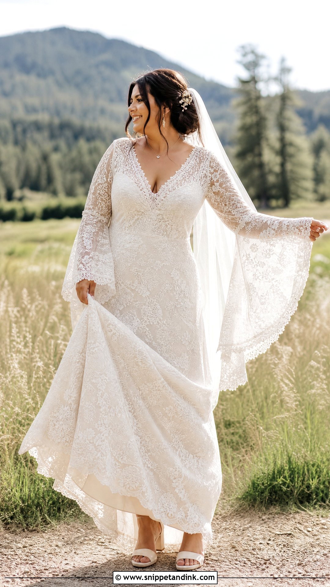 Boho Bell Sleeve Wedding Dress - Snippet and Ink - 20 Size 10 Wedding Dress Ideas