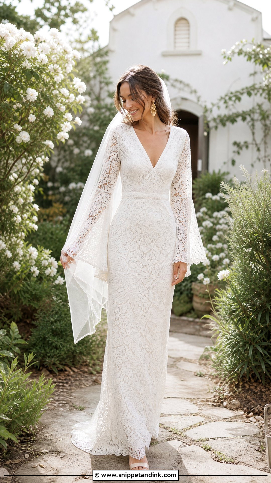 Boho Bell Sleeve Wedding Dress - Snippet and Ink - 20 Unique Wedding Dresses with Sleeves