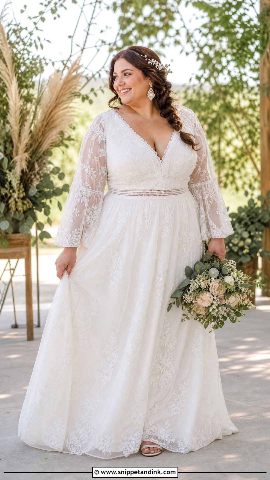 Boho Bell Sleeve Wedding Dress - Snippet and Ink - 20 Wedding Dresses for Chubby Brides