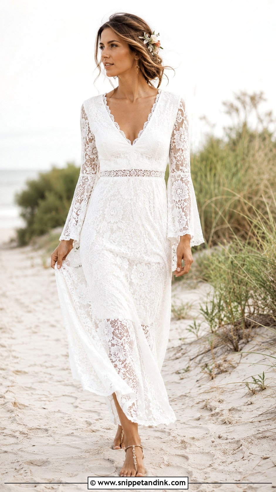 Boho Bridal Beach Wedding Dress - Snippet and Ink - 20 Bridal Beach Outfit Ideas