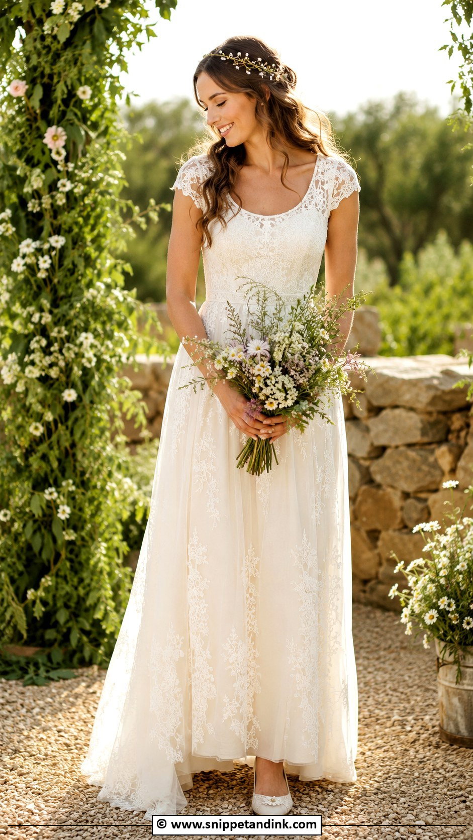 Boho Bridal Dress With Cap Sleeves - Snippet and Ink - 30 Boho Bridal Dress Ideas