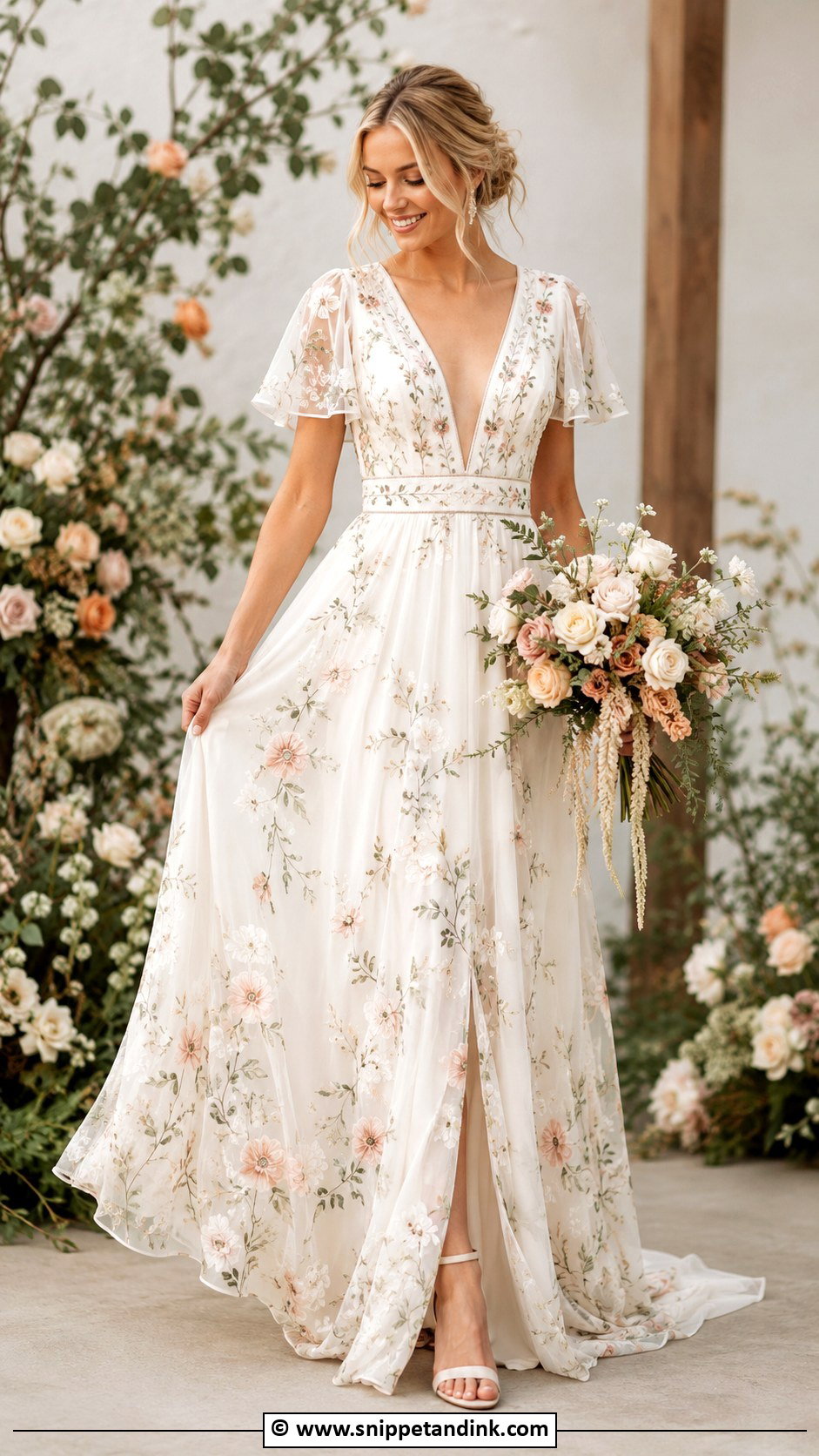 Boho Bridal Dress With Colored Embroidery - Snippet and Ink - 30 Boho Bridal Dress Ideas