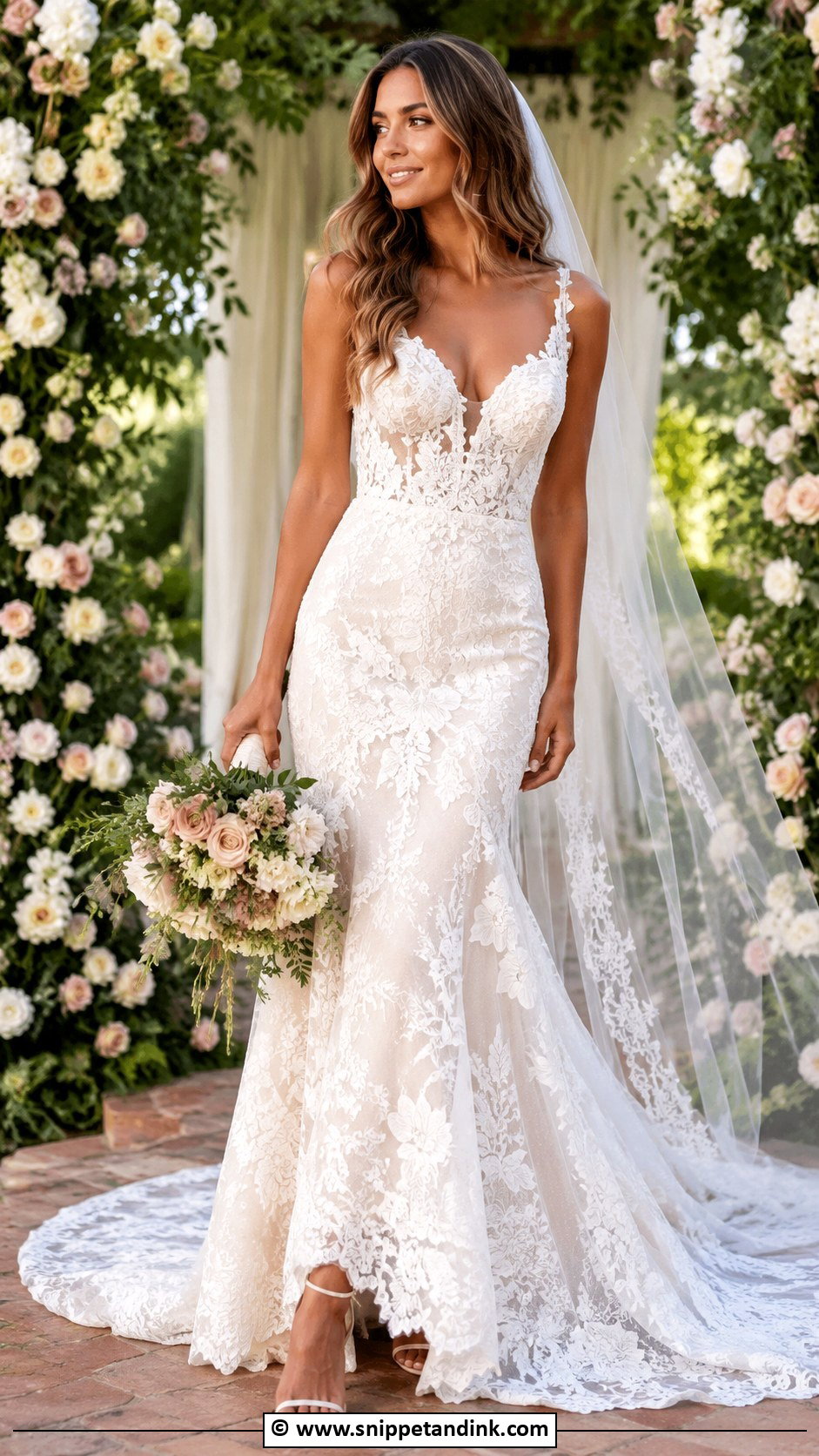 Boho Bridal Dress With Floral Lace - Snippet and Ink - 30 Boho Bridal Dress Ideas