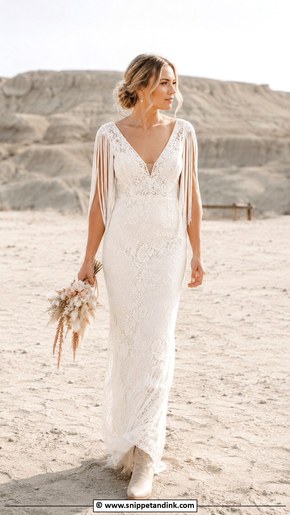 Boho Bridal Dress With Fringe Detail - Snippet and Ink - 30 Boho Bridal Dress Ideas