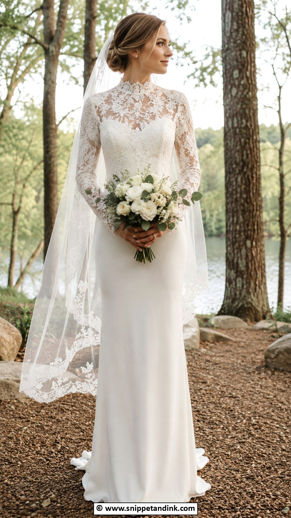 Boho Bridal Dress With High Neck Lace - Snippet and Ink - 30 Boho Bridal Dress Ideas