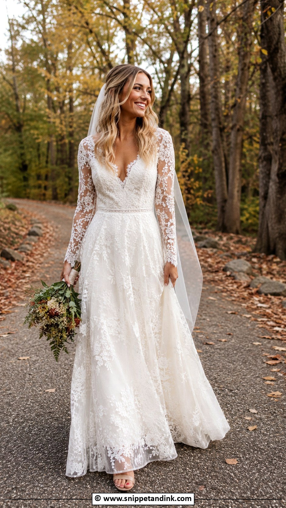 Boho Bridal Dress With Long Lace Sleeves - Snippet and Ink - 30 Boho Bridal Dress Ideas