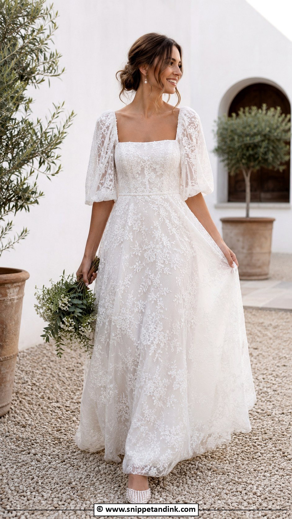 Boho Bridal Dress With Square Neck - Snippet and Ink - 30 Boho Bridal Dress Ideas