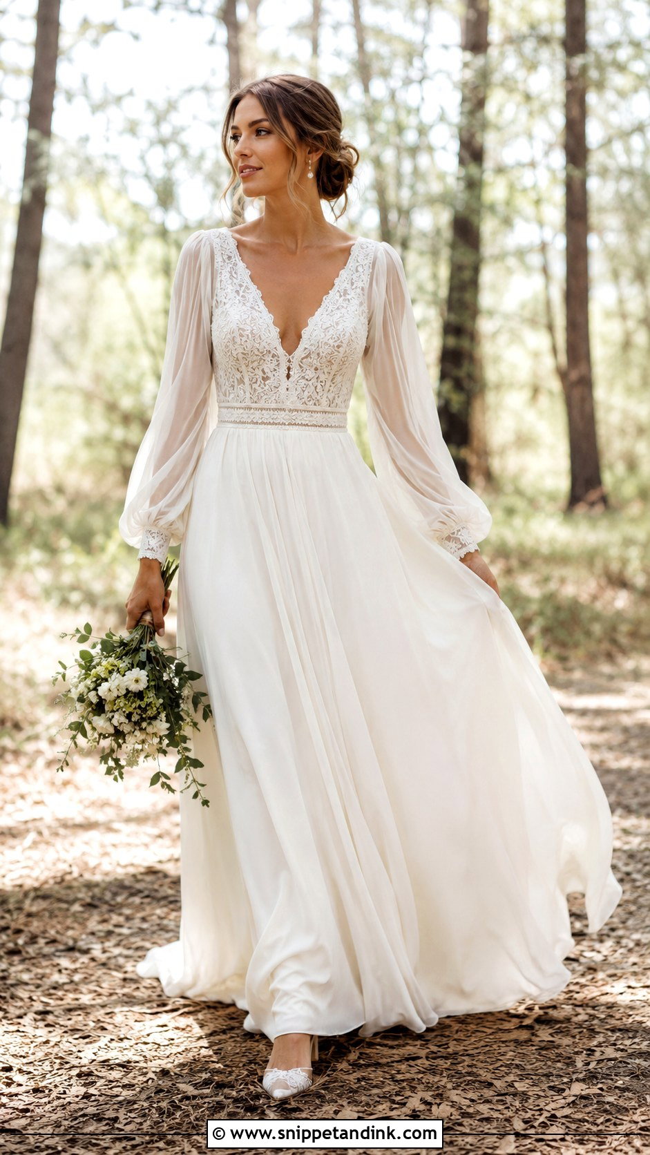 Boho Bridal Gown With Bishop Sleeves - Snippet and Ink - 20 Boho Bridal Gowns