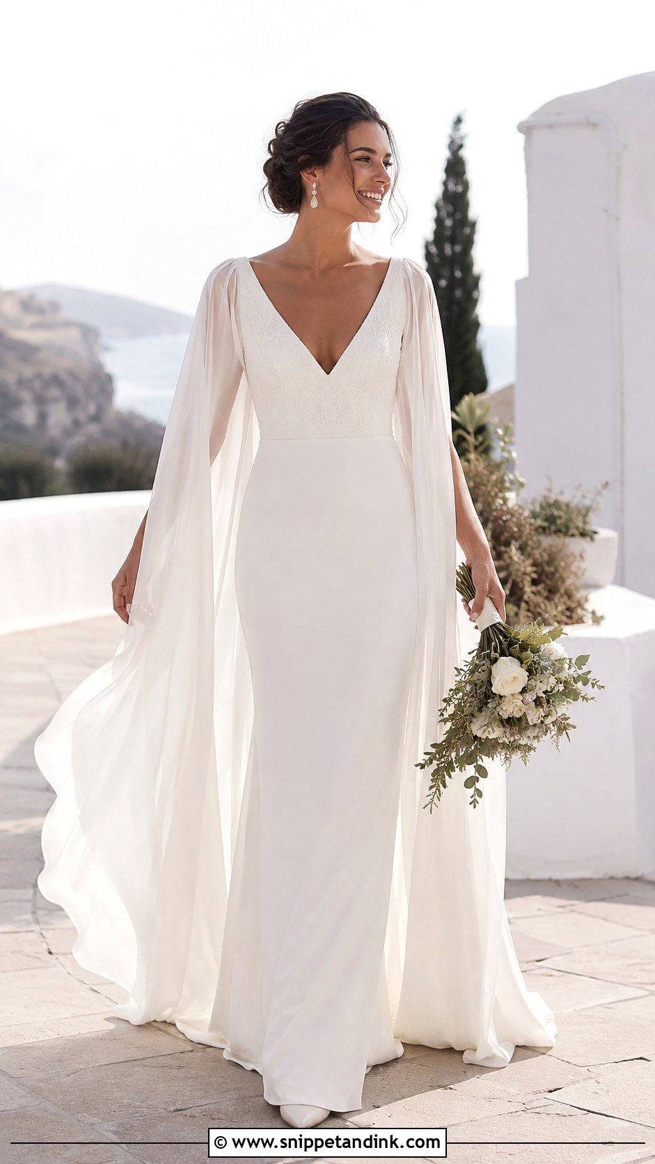 Boho Bridal Gown With Cape Sleeves - Snippet and Ink - 20 Boho Bridal Gowns