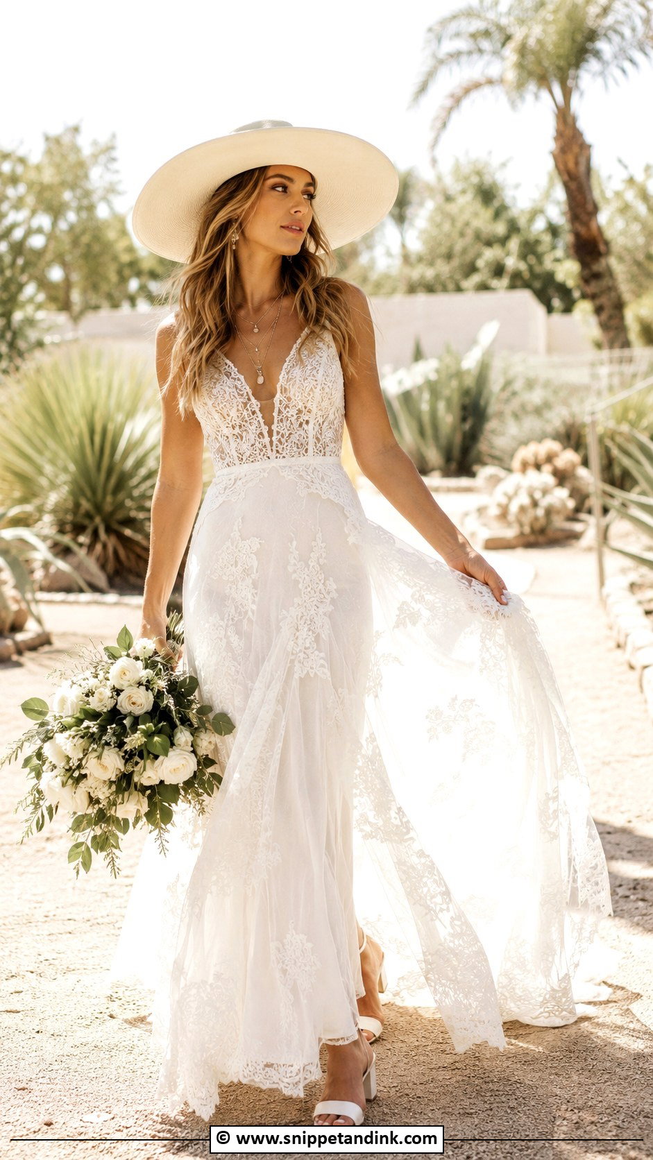 Boho Bride Gown With Wide Brim Hat - Snippet and Ink - 25 Bride Gowns