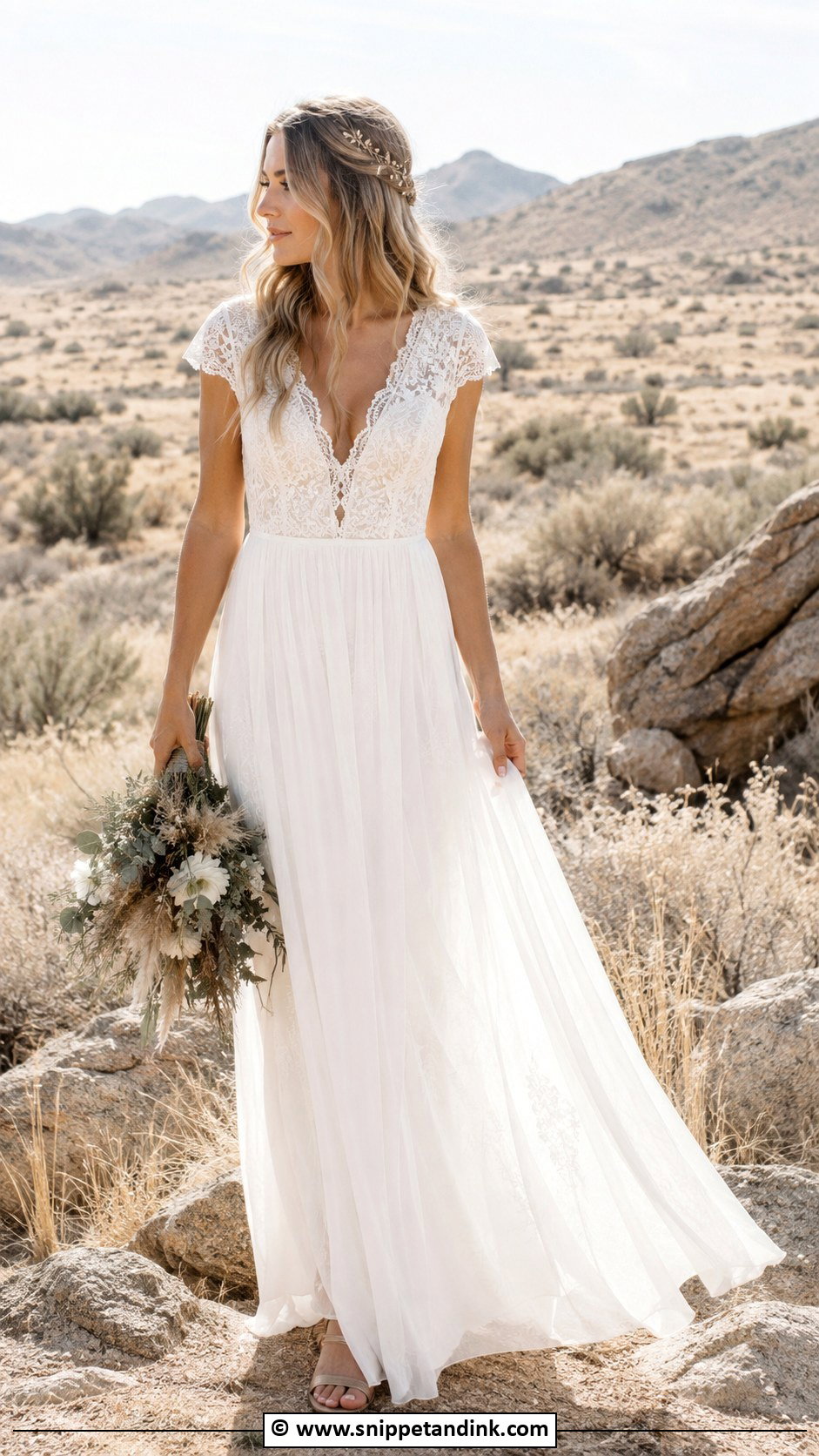 Boho Cap Sleeve Wedding Dress - Snippet and Ink - 30 Cap Sleeve Wedding Dress Ideas
