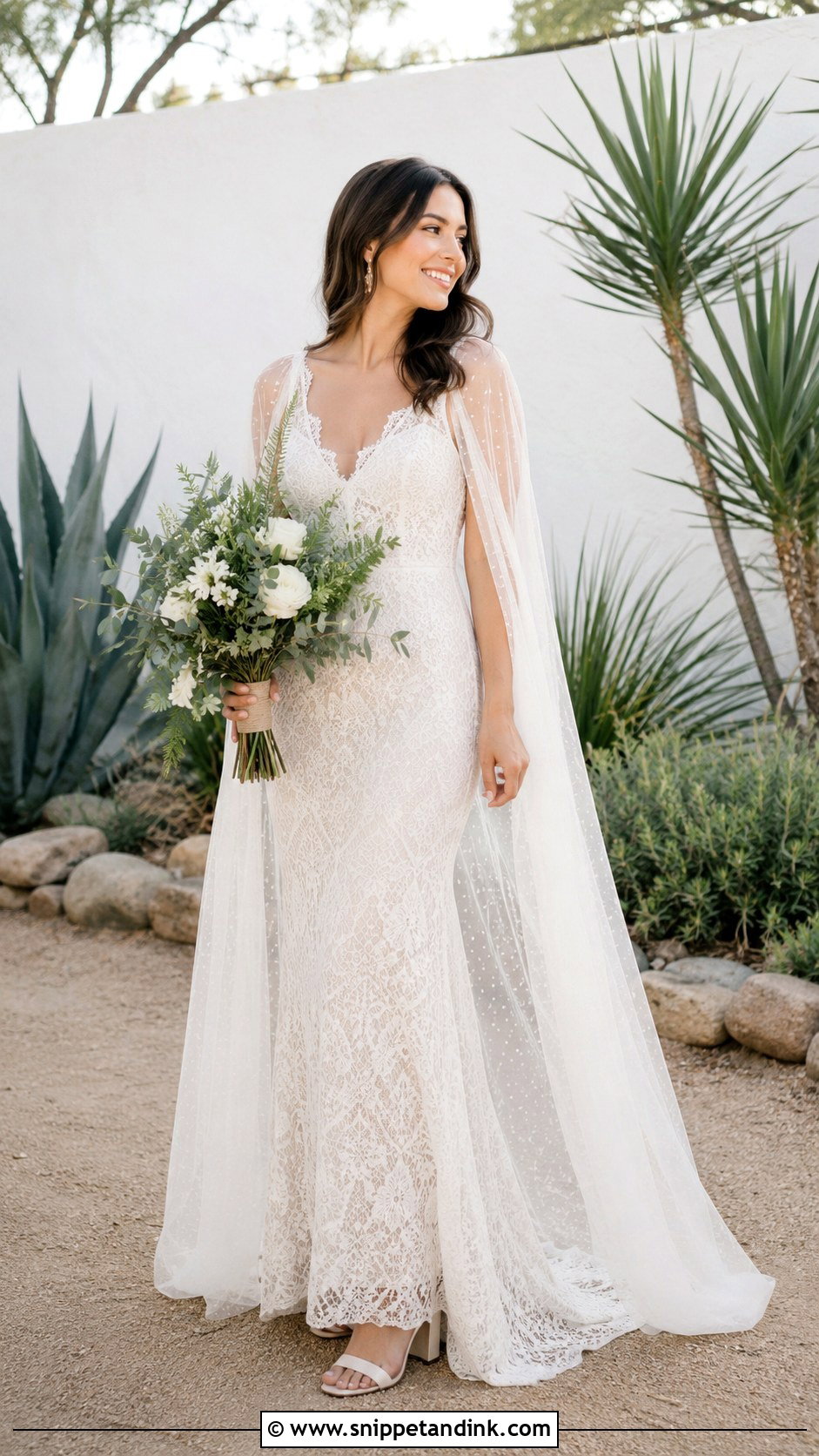 Boho Cape Wedding Dress - Snippet and Ink - 30 Cape Wedding Dress Ideas