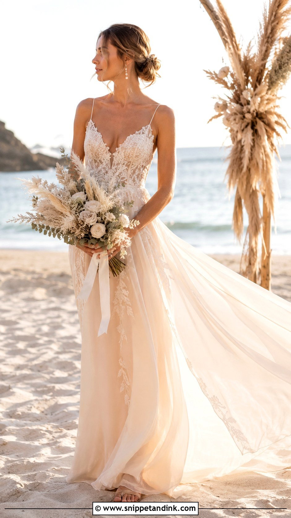 Boho Champagne Beach Wedding Dress - Snippet and Ink - 25 Beachy Wedding Dress Boho Ideas