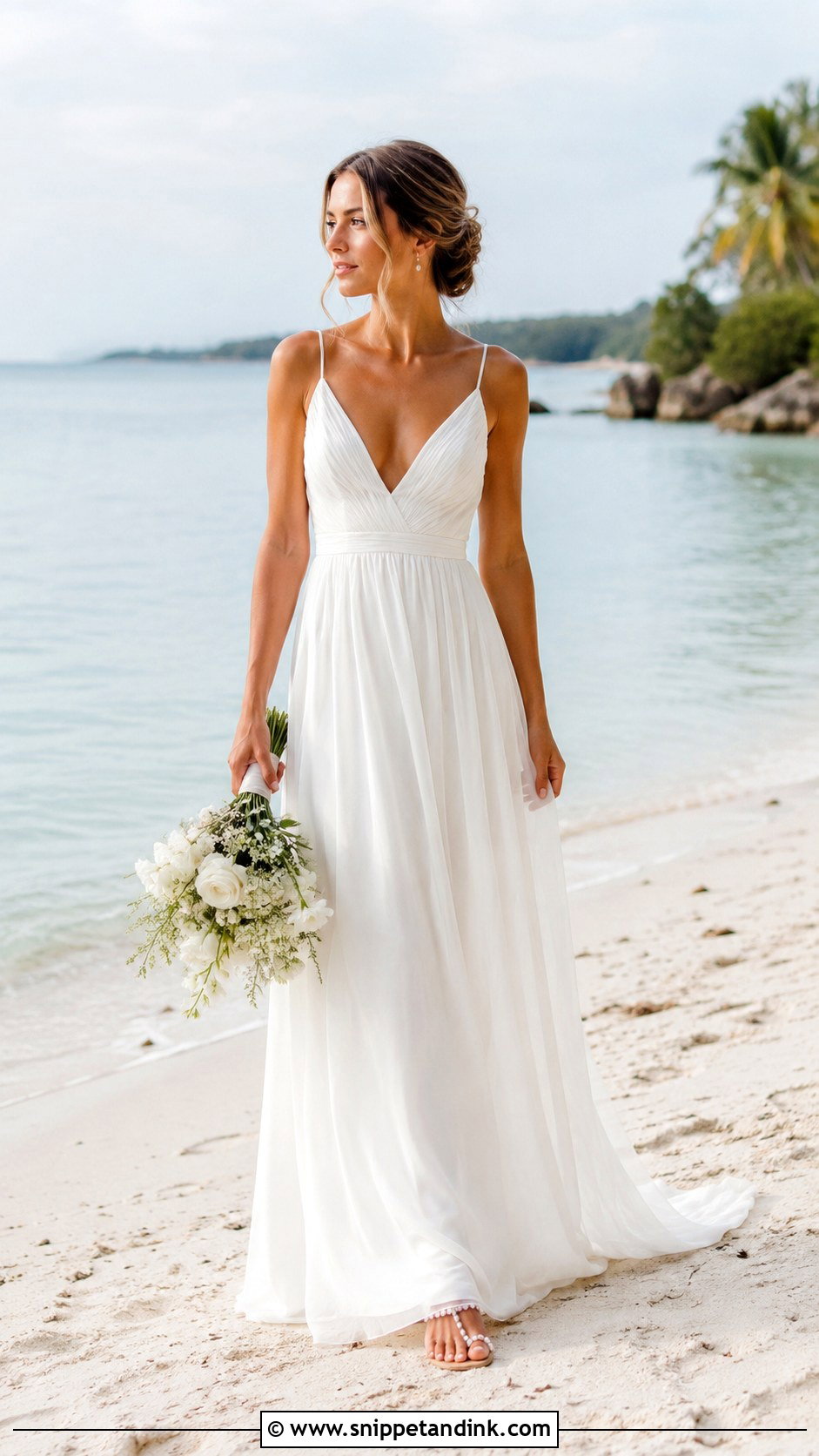Boho Chiffon A Line Beach Wedding Dress - Snippet and Ink - 20 Boho Simple Beach Wedding Dress Ideas