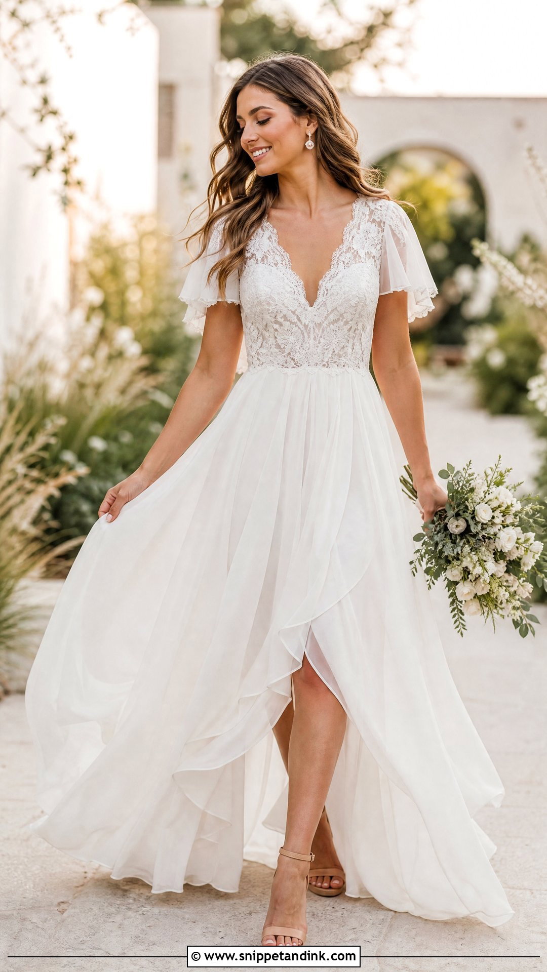 Boho Chiffon A Line Wedding Dress - Snippet and Ink - 20 Wedding Dress Inspiration Boho Ideas